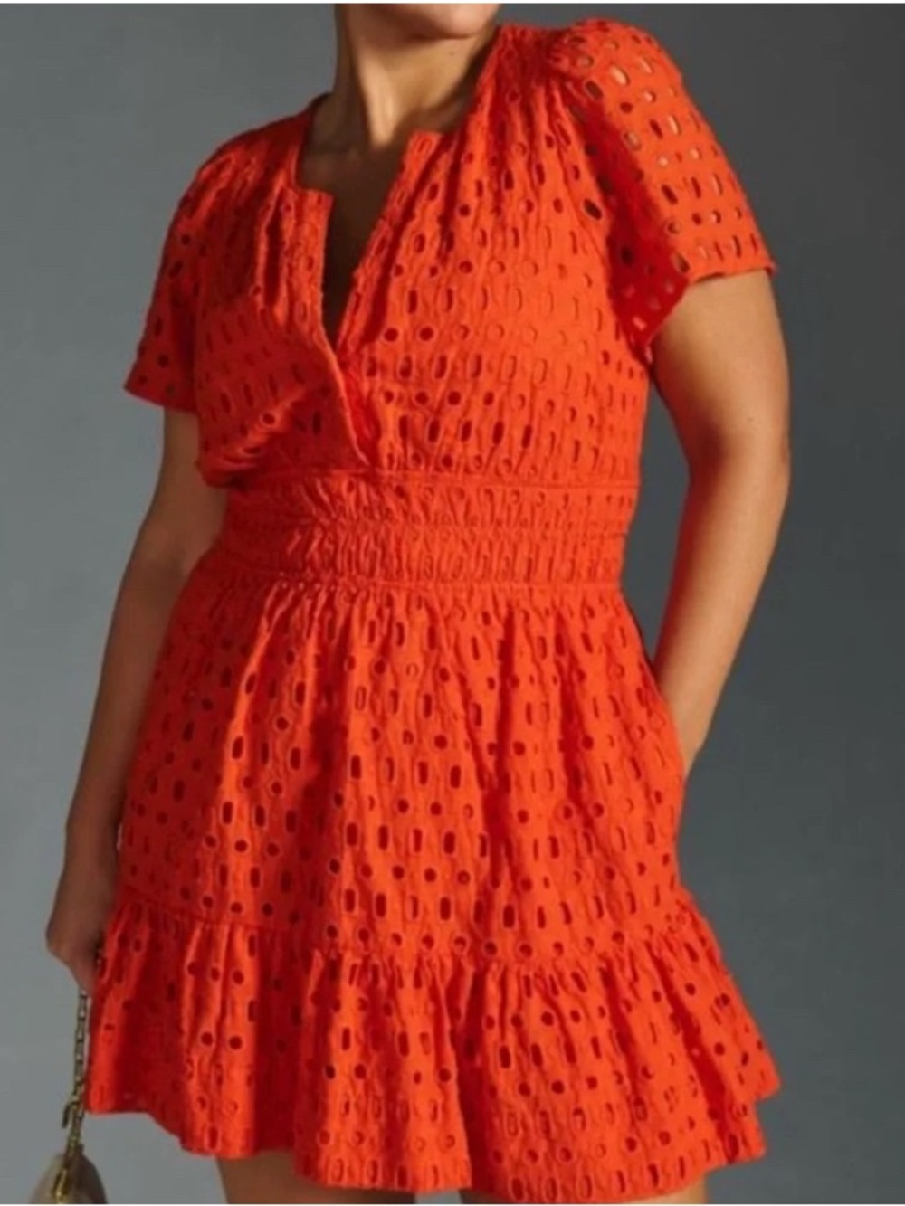 Anthropologie The Somerset Eyelet Mini Dress size L NWT